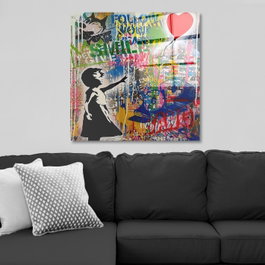 Wallity Pintura Decorativa de Vidrio Templado Multicolor 70 x 70 cm